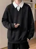 Camisa Polo Premium 2026 nuevo modelo chaqueta, sudadera de dos piezas falsa para hombre, jersey holgado de otoño, camisa con cuello estilo americano a la moda