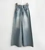 Jeans Anchos de Cintura Alta con Dos Botones Lavados Retro Desgastados Estilo Coreano Nuevo Primavera Ins2026 Dongdaemun Nicho