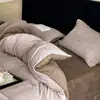 Conjunto de Roupa de Cama de Lã de Leite Espessa e Quente de Cor Sólida para Inverno Conjunto de Quatro Peças Lado Duplo Antiestático Lençol de Coral Fleece Lençol de Elástico Capa de Edredom