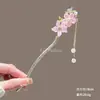 Accesorios para el cabello con flores antiguas para mujer, horquilla para el cabello con flor de cerezo de primavera y verano, horquilla con borlas para caminar Hanfu de alta calidad, horquilla para el cabello, horquilla para cheongsam
