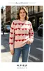 Cárdigan de Punto Jacquard con Patrón de Corazones para Otoño/Invierno Transfronterizo 2026 con Lana, Suéter Holgado de Cuello V, Abrigo Casual de Moda