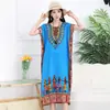 Comercio Exterior Verano Nuevo Vestido de Algodón y Seda talla extra Falda Recta Holgada Vestido Bohemio de Vacaciones