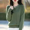 2026 Cárdigan de Punto Elegante de Alta Gama con Adorno de Diamantes y Cuello Redondo para Mujer, Nuevo Abrigo Suéter de Corte Holgado para Primavera, Otoño e Invierno