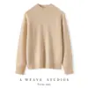 Suéter 100% Caxemira Pura para Mulheres, Suéter Raglan de Gola Alta Meia, Nova Camisa Básica Macia e Amiga da Pele para Outono e Inverno