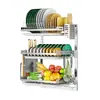 Estante de Almacenamiento de Cocina de Acero Inoxidable Estante de Secado de Platos Montado en la Pared Estante Escurridor para Cuchillos y Palillos Soporte para Tazones sin Taladro Estilo Minimalista Moderno