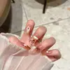 Uñas Portátiles Hechas a Mano, Puntas de Uña de Longitud Media con Forma de Almendra, Parches para Uñas Estilo Ins al por Mayor, Uñas Postizas Portátiles Ojo de Gato