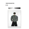 Chaqueta Vaquera Corta Retro Otoño Temprano Desgastada Lavada Hombrera Chaqueta Metálica Sin Cuello Hombre 2026 Chic