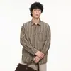 Camisa de Rayas para Hombre 2026 Otoño Nuevo Estilo Solapa Versátil Casual Marca Trendy Retro Japonés Algodón Holgado