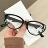 Armações de Óculos para Miopia Estilo Gatinho Retrô para Homens e Mulheres Atacado E-commerce Estilo Mais Vendido Moda Destaque Chá Gelado Lentes Transparentes Óculos de Leitura