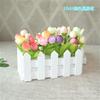 16 valla de madera traje de flor artificial flor artificial en maceta decoración de porche de sala de estar interior flores y plantas adornos de plantas pequeñas en maceta
