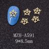 Arte de Uñas Navideño de Invierno Decoraciones de Copos de Nieve Aleación de Oro y Plata Pedrería para Uñas Accesorios de Uñas Portátiles Decoración de Uñas