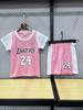 Lakers Não. 24 Rosa Crianças Fake de Duas Peças Set Infantil Basketball Suit Kindergarten Performance Suit Tamanho 16-30