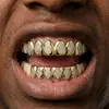 Desea Joyería de Moda Hip-Hop Popular de Venta Transfronteriza para Hombres Hip-Hop Rejas Dentales Rap Diamante de Zirconia Forma de Diente de Oro Juego de 6 Dientes