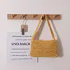 Bolso Tejido de Algodón Simple Estilo Coreano para Mujer, Nuevo Bolso de Paja Crochet Hecho a Mano de Color Sólido, Bolso de Playa para Vacaciones en la Costa