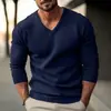 Novo suéter de tricô liso masculino para outono e inverno, gola V slim fit de manga comprida, pulôver para jovens homens