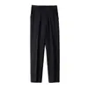 Calça social feminina preta primavera e outono 2024 reta cintura alta caída slim plus size nove casual tubo de fumaça fina