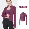 Jaqueta Esportiva Feminina Manga Longa com Zíper Body para Corrida Fitness Yoga Modelagem Justa Gola Alta Jaqueta Top Secagem Rápida