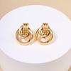 1 Par de Aretes de Diseño Metálico Moderno Europeo y Americano con Forma Regular de Anillo para Mujer, Sencillos y de Alta Gama