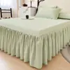 Novo 2024 Saia de Cama de Flanela Escovada 100% Algodão Peça Única Algodão Puro Espessado Capa de Cama 1.8m Fronha Conjunto de Três Peças Estilo Princesa