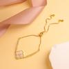 Pulsera Micro-incrustada Zircón Trébol de Cuatro Hojas Elegante Ajustable de Tirar Diseño Nicho Lujo Ligero Pulsera Combinable para Mujer
