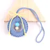 Colgante de Anillo de Madera Tejido de Color Accesorios para Mochila Escolar Venta al por Mayor Colgante de Anillo de Madera Colgante de Hilo de Algodón Juguete de Confort Colgante para Cochecito de Bebé