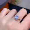 Anillo de piedra lunar azul natural 5x7mm color azul luna fuerte hermoso plata 925 incrustado anillo vivo para mujer
