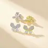 Brincos de Borboleta Totalmente Cravejados com Moissanite em Prata Esterlina S925 com Certificado Gra, Atacado de Joias Transfronteiriças, Mais Vendidos
