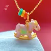 Loja de ouro com acessórios de ouro para fazer você mesmo pingente troiano cravejado de diamantes rede azul ardente colar troiano balançante para namorada
