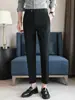 Pantalones de Hielo de Seda Finos de Verano con un Toque de Alta Gama, Estilo Commuter de Negocios, Pantalones Casuales Rectos Cortos sin Arrugas, Pantalones Largos Versátiles