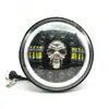 Farol Redondo 7 polegadas Transfronteiriço Headlight Caveira Wrangler Modificação Headlight Harley Motocicleta Farol Dianteiro com Olhos de Anjo