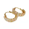 Aretes de aro con microincrustaciones de circonita para mujer, aretes de lujo ligero de alta gama, modernos y versátiles, disponibles en colores dorado, plateado y rosa, comercio exterior transfronterizo