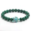 Pulseira de Contas Redondas de Pedra Natural 8mm Tartaruga Olho de Tigre Turquesa Pedra Vulcânica Pulseira Elástica Personalizada da Moda