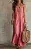 Vestido de tirantes V-neck para mujer, color liso, estilo bohemio vacacional, europeo y americano, Amazon, 2026