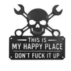 Transfronteiriço Este É o Meu Lugar Feliz Placa de Parede de Metal Caveira Placa de Metal