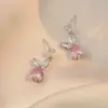 Collar para Mujer Dulce Rosa Circonita Conejo Miel Nicho Estilo Japonés y Coreano Mismo Estilo que Influencer Set Cadena Clavícula Mayoreo
