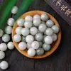 Cuentas sueltas naturales de she taicui, cuentas redondas de jade verde frijol para sostener en la mano, accesorios para pulsera y collar hechos a mano DIY, venta al por mayor en stock