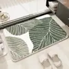 Alfombrilla de Pie Absorbente para Puerta de Baño, Alfombrilla de Suelo Doméstica para Entrada de Baño, Flores Pequeñas Frescas, Imitación de Cachemira, Cómoda