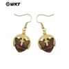 Wt-E789 Ojo de Tigre Piedra Brillante Colgante Pequeño Chapado en Oro de 18K Pendientes con Gancho Accesorios Festivos Regalo para Mujeres