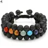Pulseira de Olho de Tigre Olho de Gato Duas Fileiras Pulseira de Obsidiana Phantom Verde Veia Vermelha Turquesa Pulseira de Pedra Natural