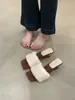 ¡La Súper Hada se lo guarda para ella~! Pantuflas de Piel de Conejo con Tacón Alto de Una Sola Tira para Mujer para Usar en Otoño e Invierno, Pantuflas de Piel de Conejo con Tacón de Cuña de Punta Cuadrada de Forma Especial