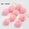 Cuentas Redondas de Pelo Corto Flocado de 16 mm con Agujero Recto, Cuentas Sueltas, Material para Joyería, Accesorios, Cadena de Teléfono Móvil, Bolígrafo de Cadena, Cuentas Hechas a Mano para DIY