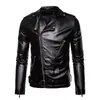 Comercio Exterior Talla Europea Chaqueta de Cuero para Motociclista de Solapa para Hombre Cremallera Oblicua Multicolor Ropa de Piel Sintética Tendencia Callejera Chaqueta Corta para Hombre