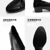 Mocasines de tacón grueso estilo británico de piel de oveja suave para mujer, diseño de punta redonda, zapatos de una sola pieza sin cordones de corte profundo, versátiles zapatos pequeños de cuero JK