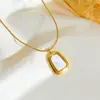 Corrente para Clavícula Quadrada Trapezoidal Simples Estilo Coreano Corrente para Suéter Camiseta Versátil Aço Inoxidável Argola de Brinco que Mantém a Cor terno Mulheres