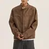 Chaqueta de Cuero para Motocicleta Callejera Americana Hombres y Mujeres Otoño Nuevo 2024 Atractiva Holgada Casual Cuello Chaqueta