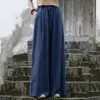 Pantalones de Pierna Ancha de Algodón y Lino, Pantalones Casuales Nuevos, Estilo Chino Artístico, Pantalones Anchos Retro con Caída para Mujer, Holgados y Adelgazantes para Primavera y Verano