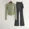 Conjunto de Roupa de Yoga Feminino: Jaqueta Esportiva Ajustada, Secagem Rápida, Gola Alta, Manga Longa para Pilates, Corrida, Treino, Fitness