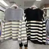 [con Chal] Sudadera Fina de Manga Larga y Cuello Redondo Talla Extra Grande 150 kg para Mujer, Primavera y Otoño, Corte Holgado, Top Rayado que Reduce la Edad para Mujeres de Tallas Grandes