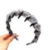 Faixa de Cabelo de Organza com Estampa de Leopardo Azul da Moda Antiderrapante para Mulheres, Fashion e Estilosa, Design de Coroa Alta, Versátil para Sair