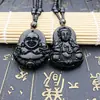 Pingente de Obsidiana de Vidro Maitreya para Homens e Mulheres Colar Estátua de Buda Maitreya Joias de Cristal Joias de Guanyin Corrente de Lã
